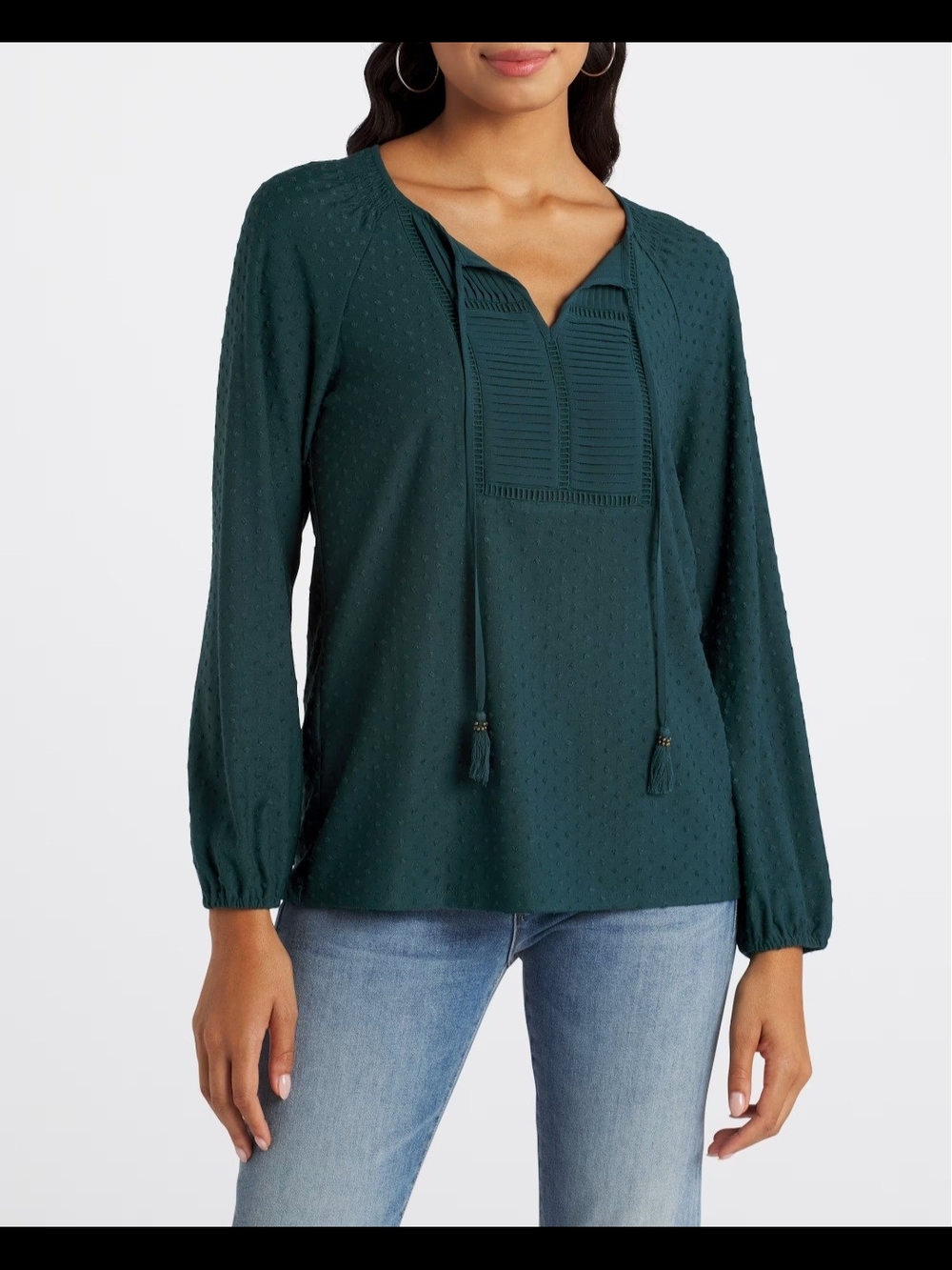 Pleated Tassel Knit Top